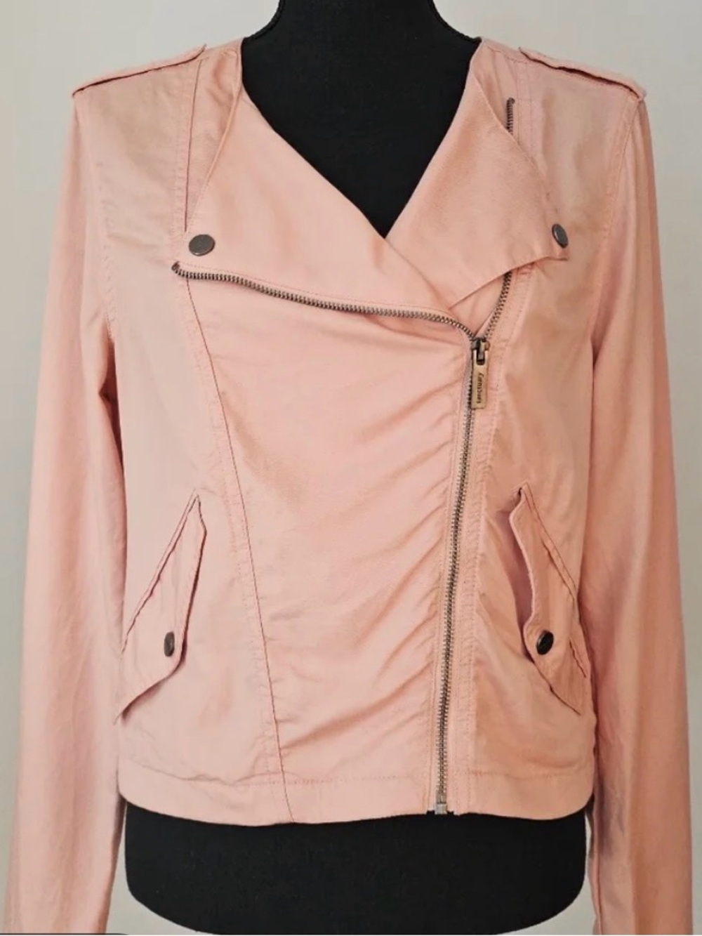Sanctuary Blush Pink Asymmetrical Moto Jacket